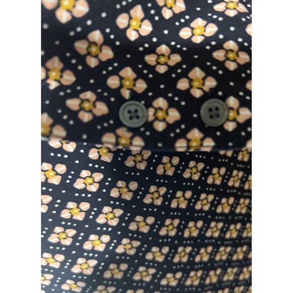 Loft Petites Mosaic Shift Dress LS Tie Belt XXSP Black Pink Yellow  Office - Picture 5 of 15